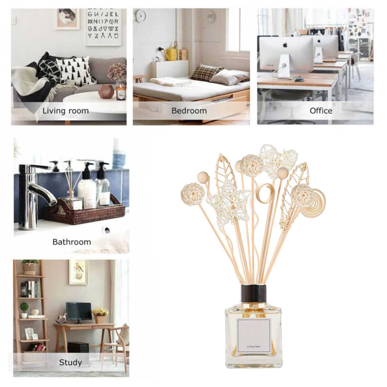 5/15Pcs Long Wavy Rattan Reed  - Home Fragrance Diffuser Refills 评论和价格